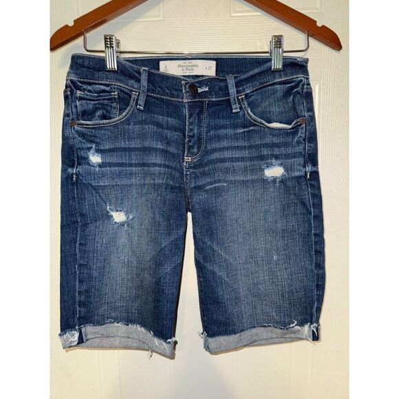 Abercrombie & Fitch Low-Rise Bermuda Jean Jorts Shorts Size 27 - Picture 1 of 8